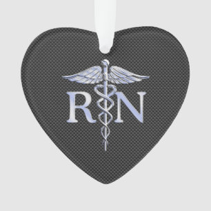 Registered Nurse RN Caduceus Snakes Black Carbon Ornament