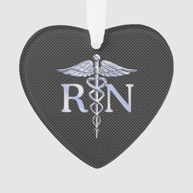 Registered Nurse RN Caduceus Snakes Black Carbon Ornament (Vorderseite)