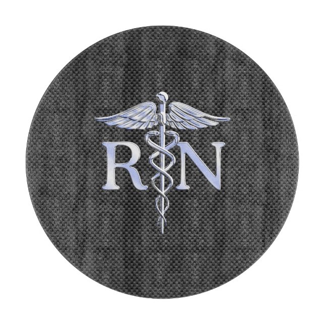 Registered Nurse RN Caduceus Snakes Black Carbon Schneidebrett (Vorderseite)