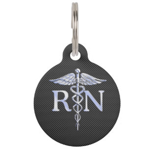 Registered Nurse RN Caduceus Snakes Black Carbon Tiermarke