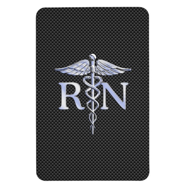 Registered Nurse RN Caduceus Snakes Carbon Magnet (Vertikal)