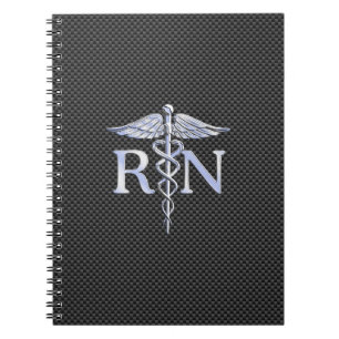 Registered Nurse RN Caduceus Snakes Carbon Notizblock