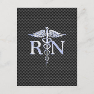 Registered Nurse RN Caduceus Snakes Carbon Postkarte