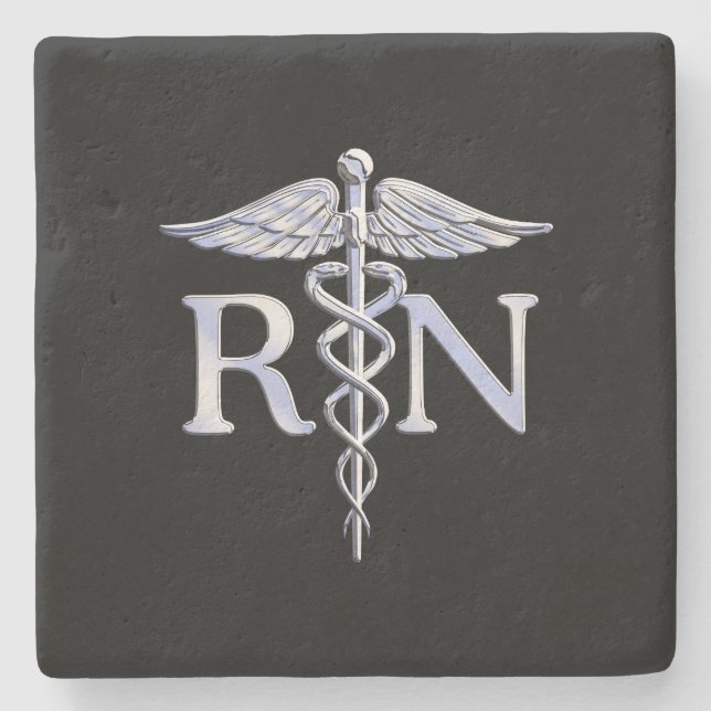 Registered Nurse RN Caduceus Snakes Solid Black Steinuntersetzer (Vorderseite)