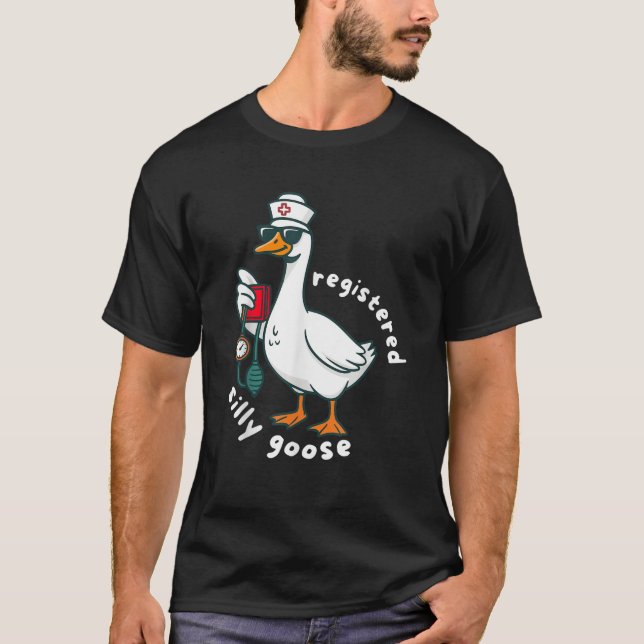 Registered Silly Goose Nurse Cute Nursing Humor Ad T-Shirt (Vorderseite)