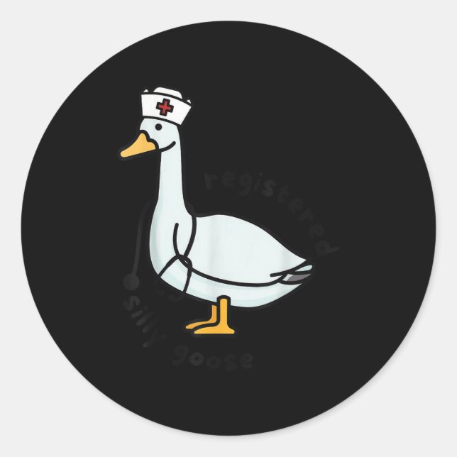 Registered Silly Goose Rn Nurse Stethoscope Nursin Runder Aufkleber (Vorderseite)
