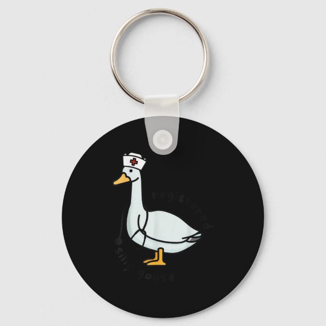 Registered Silly Goose Rn Nurse Stethoscope Nursin Schlüsselanhänger (Vorderseite)