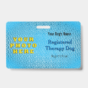 Registered Therapy Dog - Bright Blue Abzeichen Ausweis