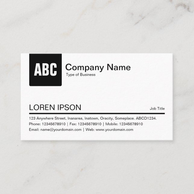 Registerkarte Farbe: Schwarz Visitenkarte (Vorderseite)