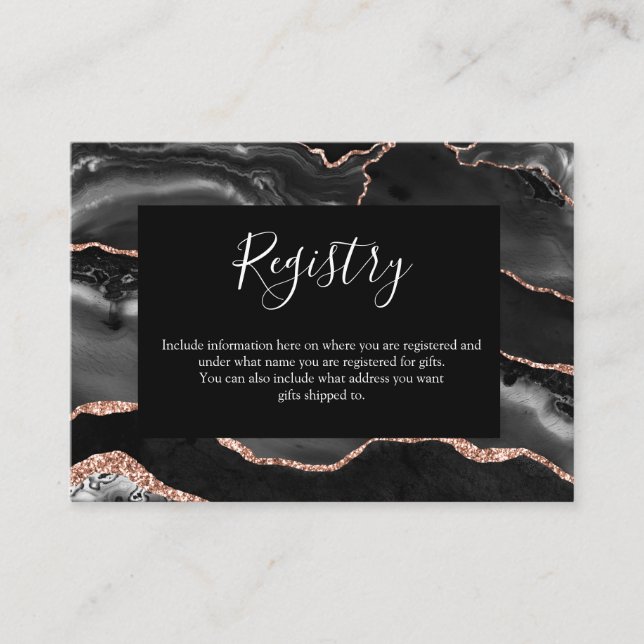 Registerkarte Formal Classic Black Agate Rose Gold Begleitkarte (Vorderseite)
