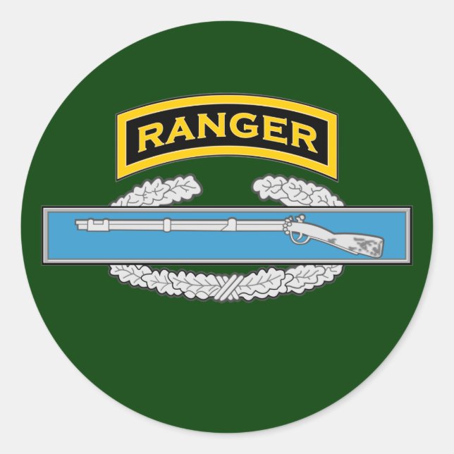 Registerkarte Ranger & Combat Infantryman's Abzeic Runder Aufkleber (Vorderseite)