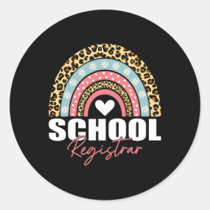 Registrar Rainbow Leopard 100. Schultag Runder Aufkleber