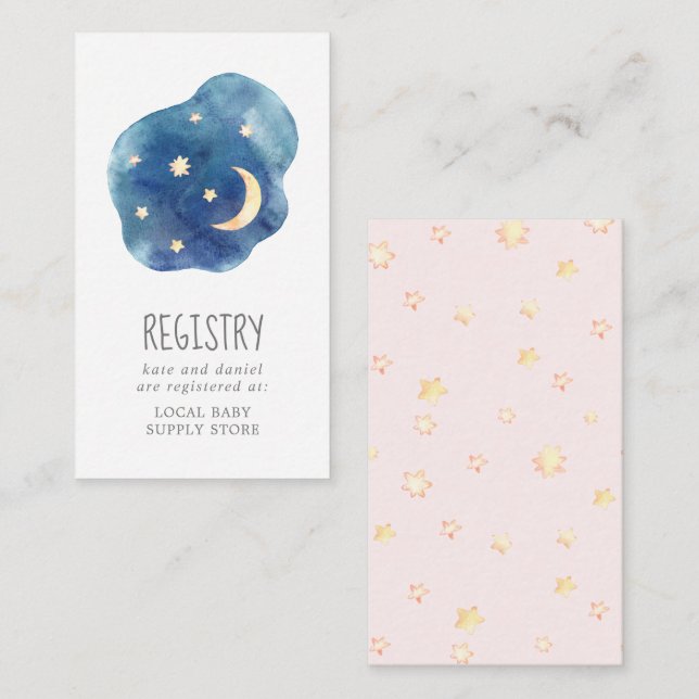 Registriernummer für Mond und Stars Baby Girl Begleitkarte (Vorne/Hinten)