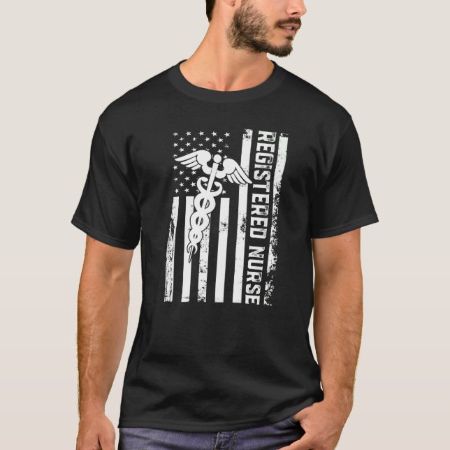 Registriert Krankenfahne Flag America Flag Nursing T-Shirt (Vorderseite)