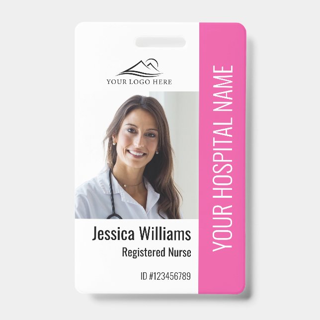 Registriert Krankenpflege RN Medical Pink Foto ID  Ausweis (Vorderseite)