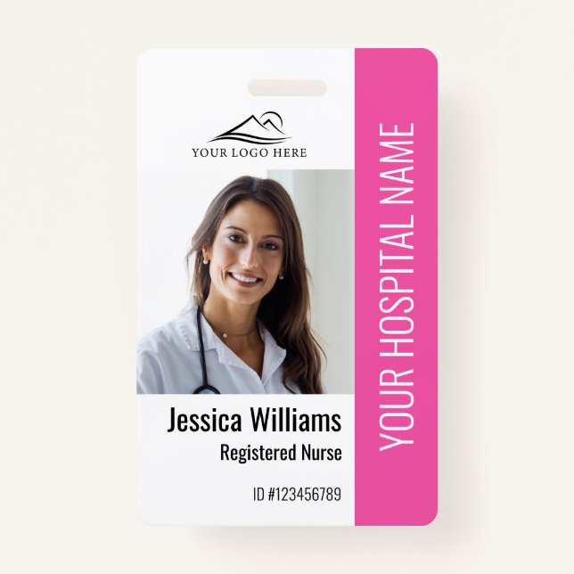 Registriert Krankenpflege RN Medical Pink Foto ID  Ausweis (Vorderseite)