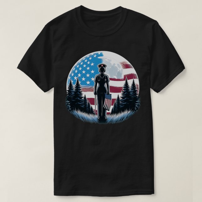 Registriert Krankenschwester Amerikanische Flagge  T-Shirt (Design vorne)