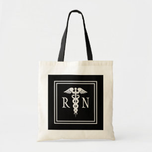 Registriert Krankenschwester Elegant White Caduceu Tragetasche