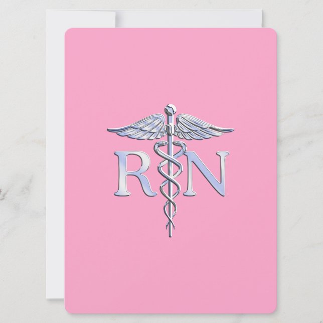 Registriert Krankenschwester RN Caduceus auf Light Einladung (Vorderseite)