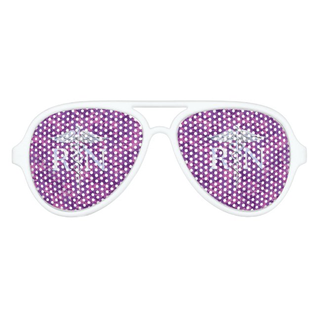 Registriert Krankenschwester RN Caduceus auf Pink  Partybrille (Vorderseite)