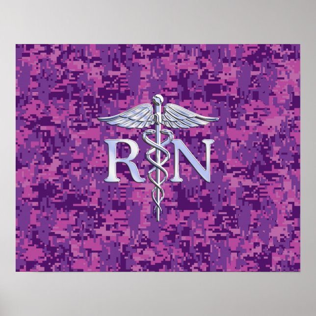 Registriert Krankenschwester RN Caduceus auf Pink  Poster (Vorne)