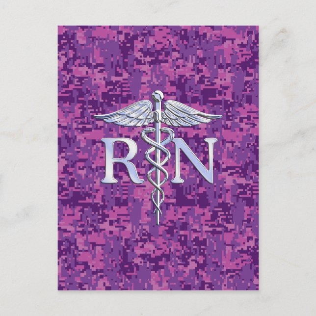 Registriert Krankenschwester RN Caduceus auf Pink  Postkarte (Vorderseite)