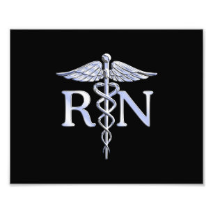 Registriert Krankenschwester RN Silver Caduceus au Fotodruck