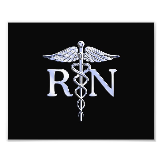 Registriert Krankenschwester RN Silver Caduceus au Fotodruck (Vorne)