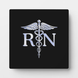 Registriert Krankenschwester RN Silver Caduceus au Fotoplatte
