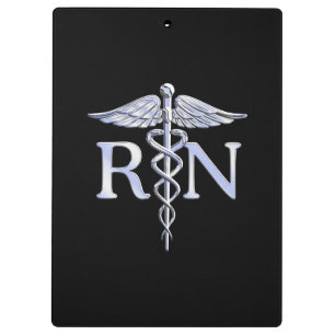 Registriert Krankenschwester RN Silver Caduceus au Klemmbrett