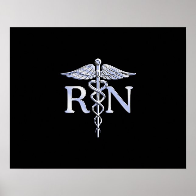 Registriert Krankenschwester RN Silver Caduceus au Poster (Vorne)