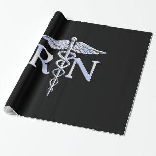 Registriert Krankenschwester RN Silver Caduceus Sn Geschenkpapier