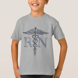 Registriert Krankenschwester RN Silver Caduceus Sn T-Shirt