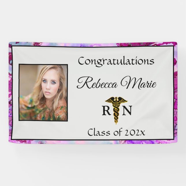 Registriert Nurse Abschluss Caduceus Banner (Horizontal)