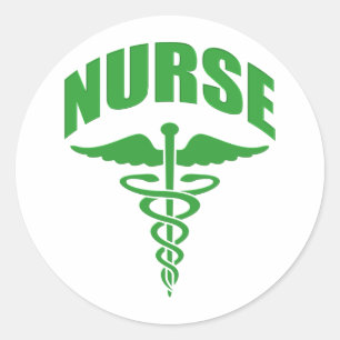 Registriert Nurse Caduceus Green Runder Aufkleber