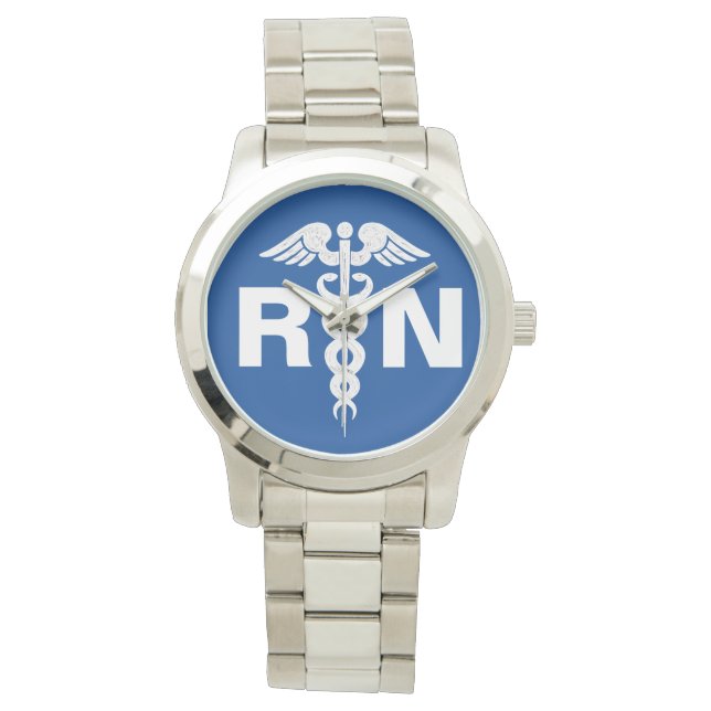 Registriert Nurse Caduceus Royal Blue Silver Armbanduhr (Vorderseite)