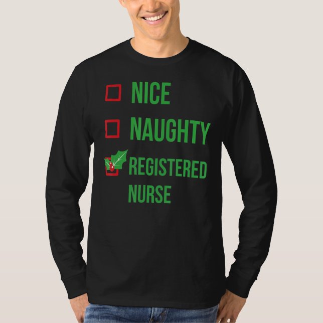 Registriert Nurse Funny Pajama Weihnachten T-Shirt (Vorderseite)