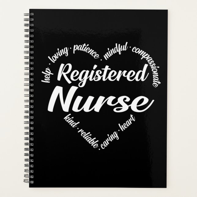 Registriert Nurse Heart Word Cloud Planer (Vorderseite)