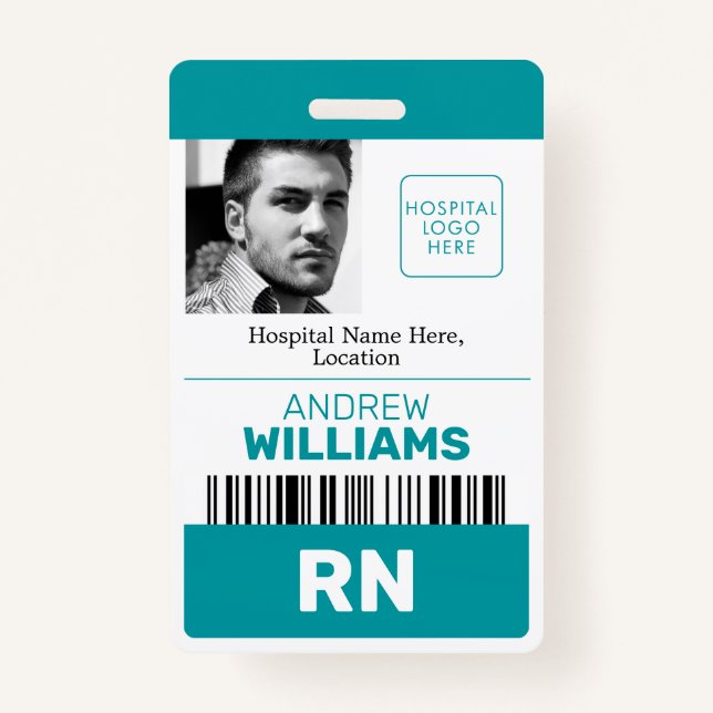 Registriert Nurse ID Barcode Aquamarines Foto mit  Ausweis (Vorderseite)