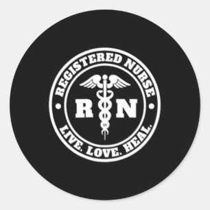 Registriert Nurse Live Liebe Heal Pocket Logo Rn Runder Aufkleber