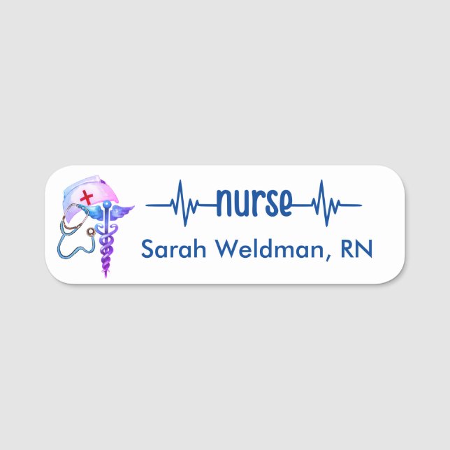 Registriert Nurse RN Abzeichen Navy Blue Stethosco Namensschild (Vorderseite)