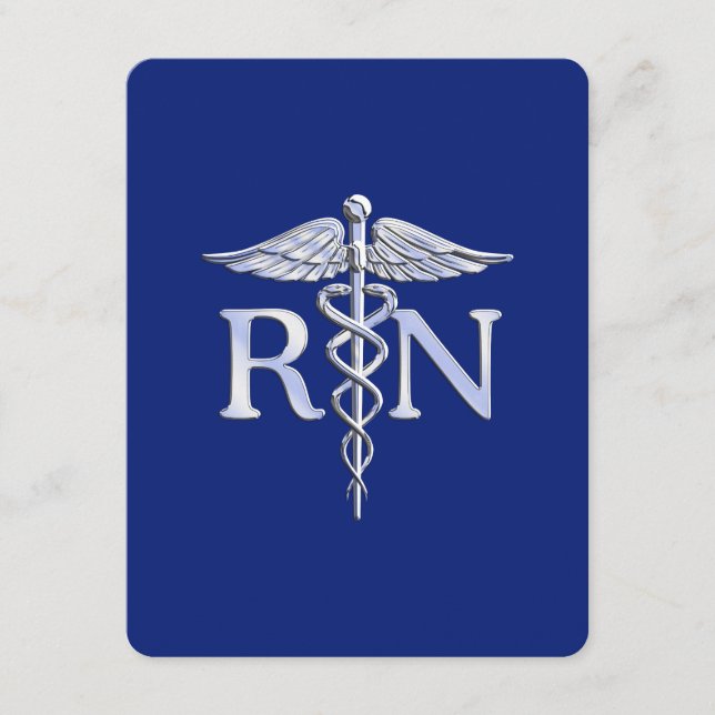 Registriert Nurse RN Caduceus auf Navy Blue Begleitkarte (Vorderseite)