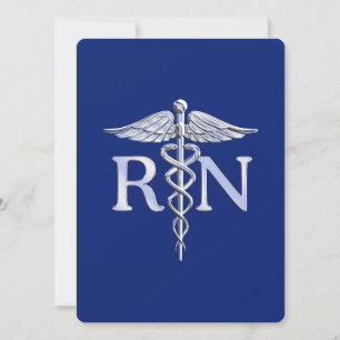 Registriert Nurse RN Caduceus auf Navy Blue Einladung