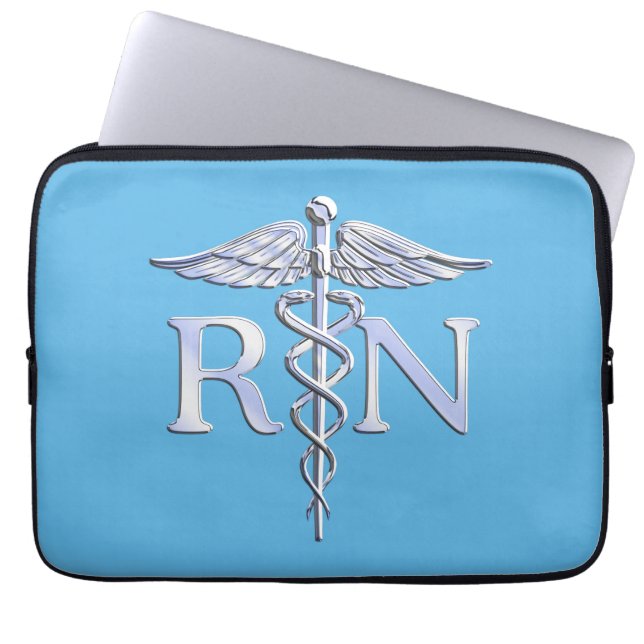 Registriert Nurse RN Caduceus auf Pastel Blue Laptopschutzhülle (Vorderseite)