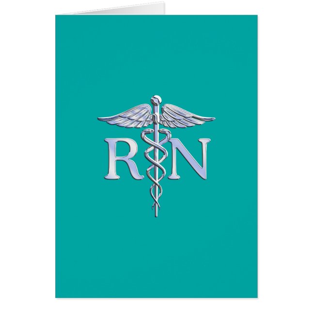 Registriert Nurse RN Caduceus auf Türkis (Vorne)