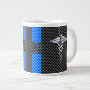 Registriert Nurse RN Caduceus Carbon Fibre Print Jumbo-Tasse