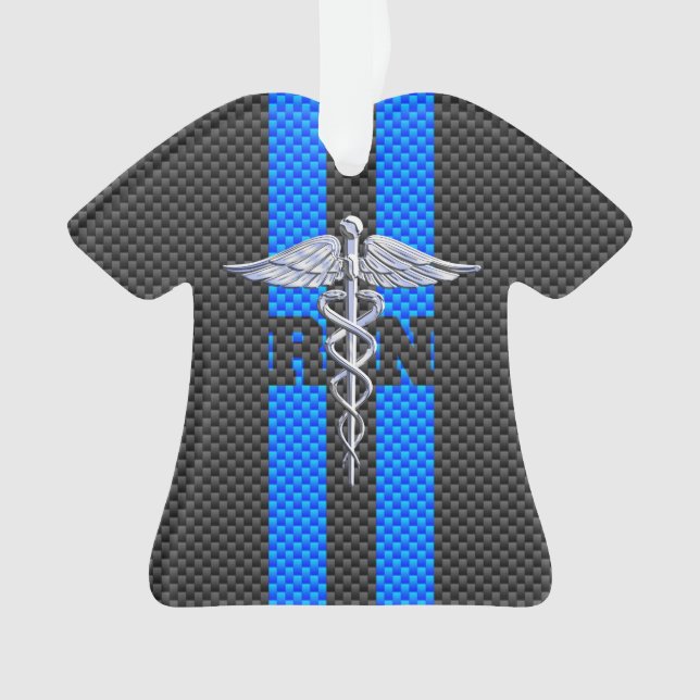Registriert Nurse RN Caduceus Carbon Fibre Print Ornament (Vorderseite)