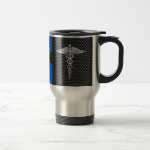 Registriert Nurse RN Caduceus Carbon Fibre Style Reisebecher