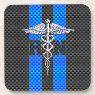 Registriert Nurse RN Caduceus Carbon Fibre Style Untersetzer