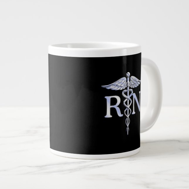 Registriert Nurse RN Caduceus Schlangen Stil auf S Jumbo-Tasse (Vorderseite Rechts)